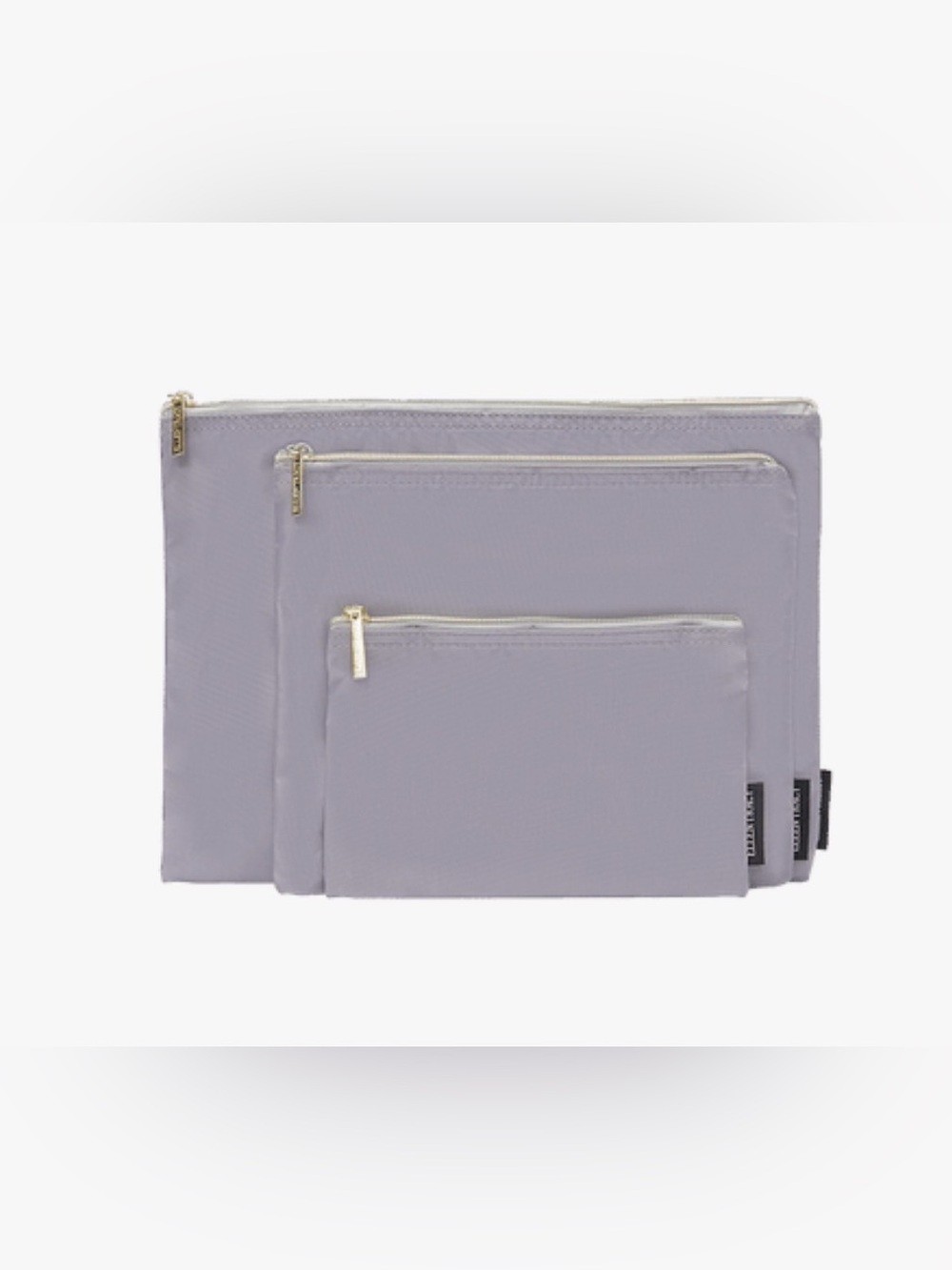 ELLEN TRACY Lavender Grey 3 Piece Nylon Travel Pouches